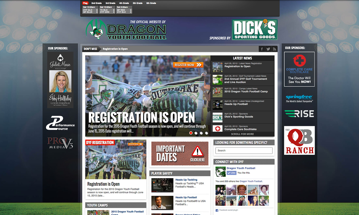 Dragon Youth Football Website Design